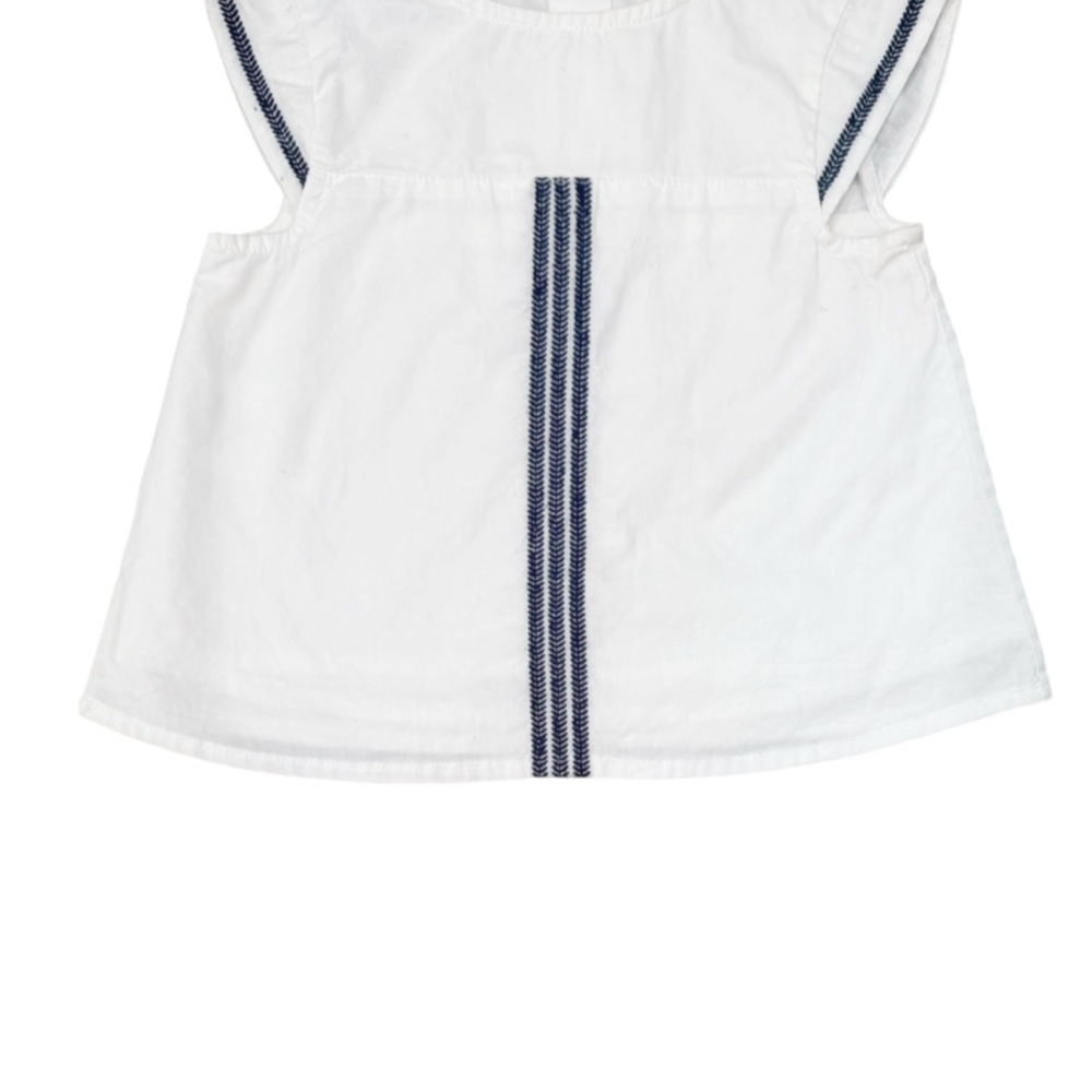 Country Road White Sleeveless Top with Blue Embroidery size 000 (0 - 3 months)
